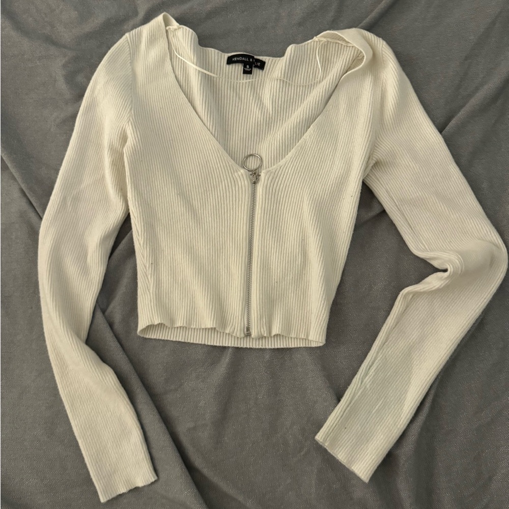 White zip up sweater